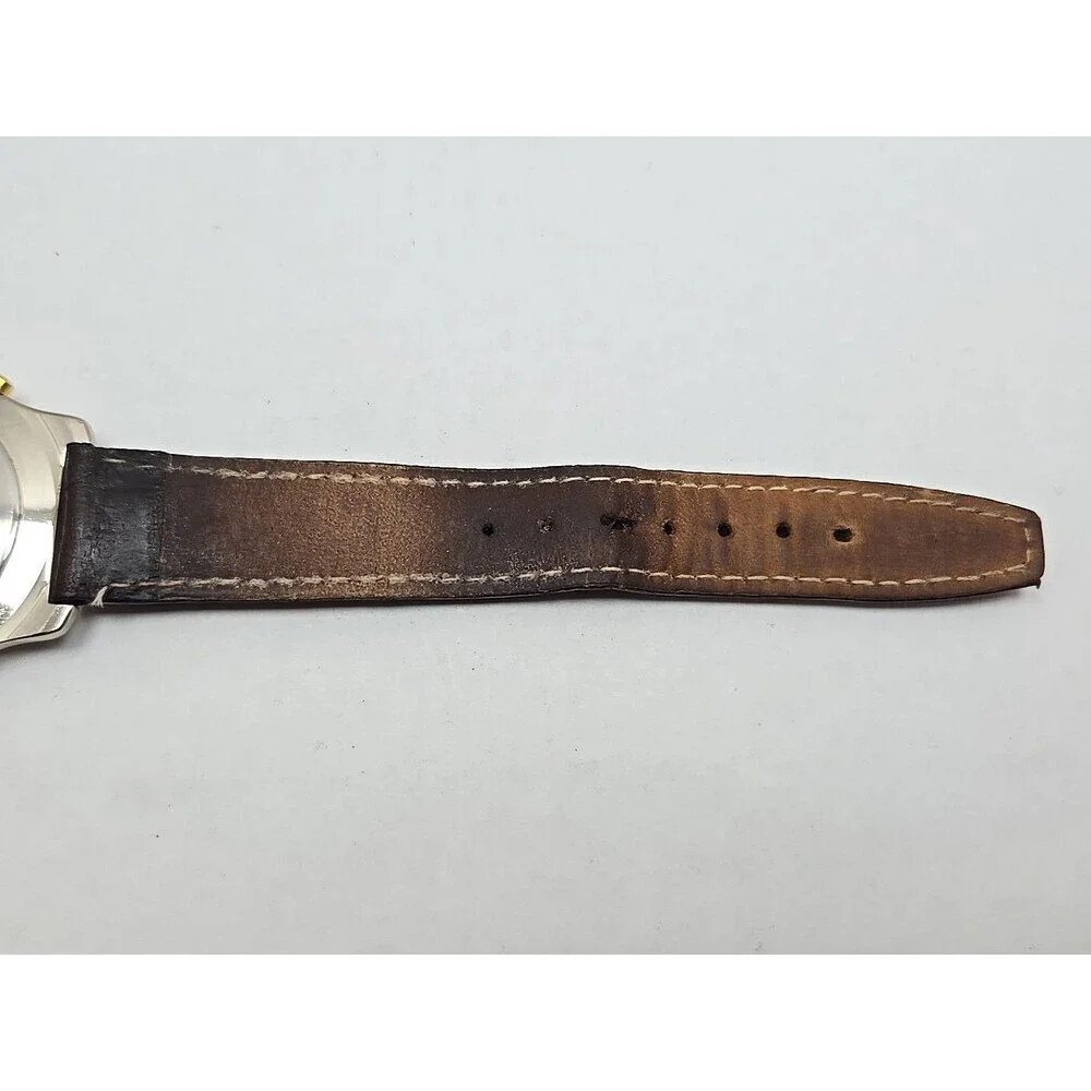 Timex Indiglo Easy Reader Mens Watch Two Tone Rotating Bezel Leather New Battery